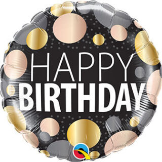 happy birthday balloon with metallic dots