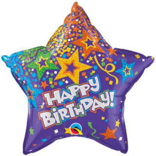 purple happy birthday star balloon