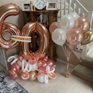 balloon sculpture rose Gold numbers and