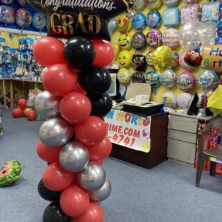Graduation column red black silver