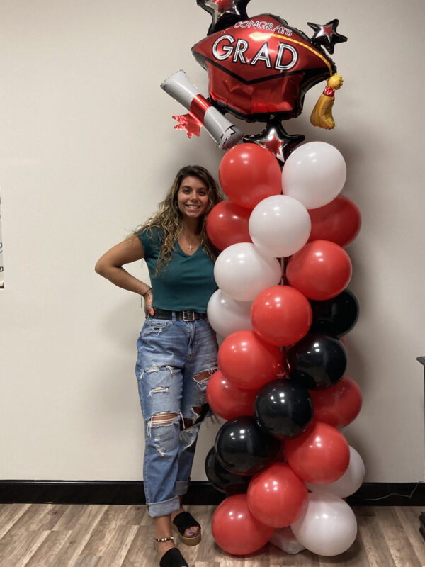 Graduation column red black white