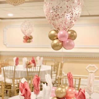 Rose Gold Confetti Centerpiece w/bases