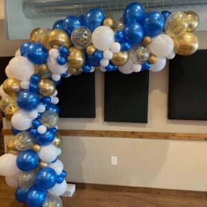 Balloon 12ft Balloon Blue Gold Garland on structure