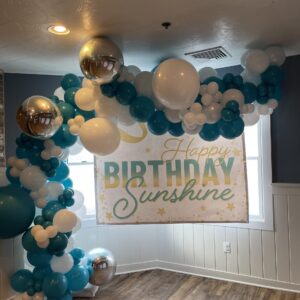 Teal white 14ft garland