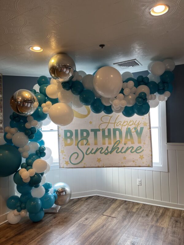 Teal white 14ft garland