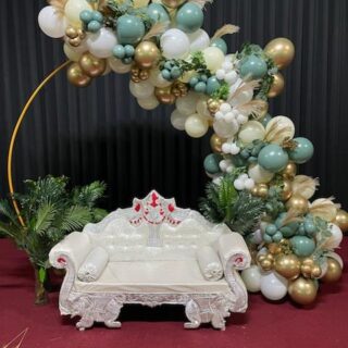 Willow Green 12ft Garland with 7ft round Gold hoop (hoop is a rental)