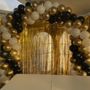 12ft black gold white New Years arch