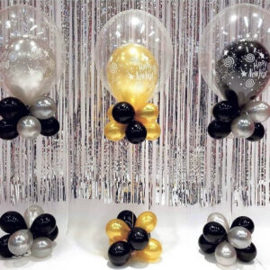 New Years balloon inside balloon centerpiece chose color in notes at checkout  - gold silver or black