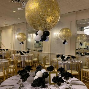 36” gold confetti centerpiece
