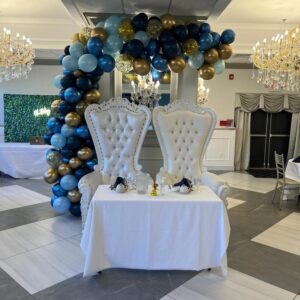 Blue gold confetti 14ft garland