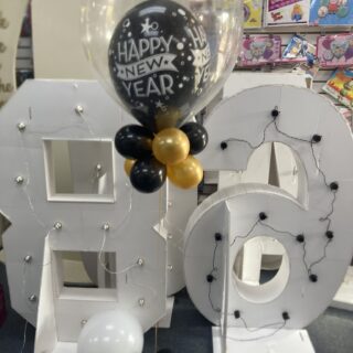 New Years centerpiece inside clear