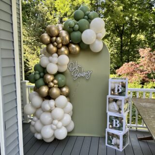 Eucalyptus garland and wall with boxes
