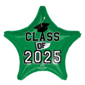 Class of 25 green grad star Helium filled