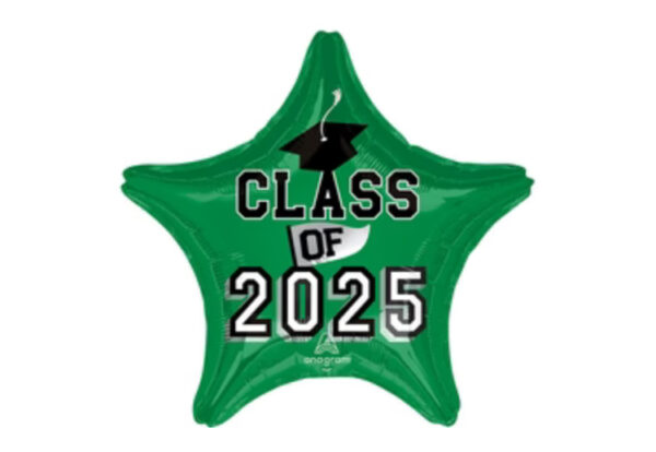Class of 25 green grad star Helium filled