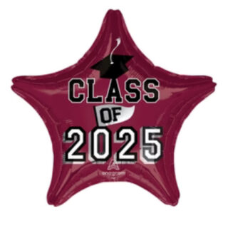 Class of 25 burgundy star helium filled