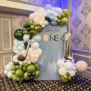 1st Birthday “Hole in One” Gold theme